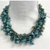Genuine Blue Turquoise Beaded Bib Type Multi-strand Necklace and Earring Set