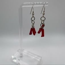 Red Coral Sterling Silver Earrings 6391