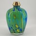 Hand Blown Art Glass Decanter Bottle w/gold brass (?) detail top