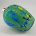 Hand Blown Art Glass Decanter Bottle w/gold brass (?) detail top