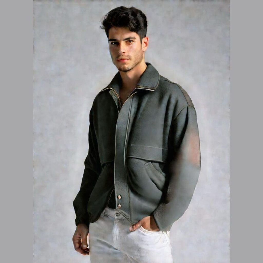 Vintage Wool Black Bomber Jacket Size M