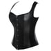 VEGAN LEATHER PLEATHER STEEL BONED LACE UP OVERBUST WAIST CINCHER CORSET BUSTIER