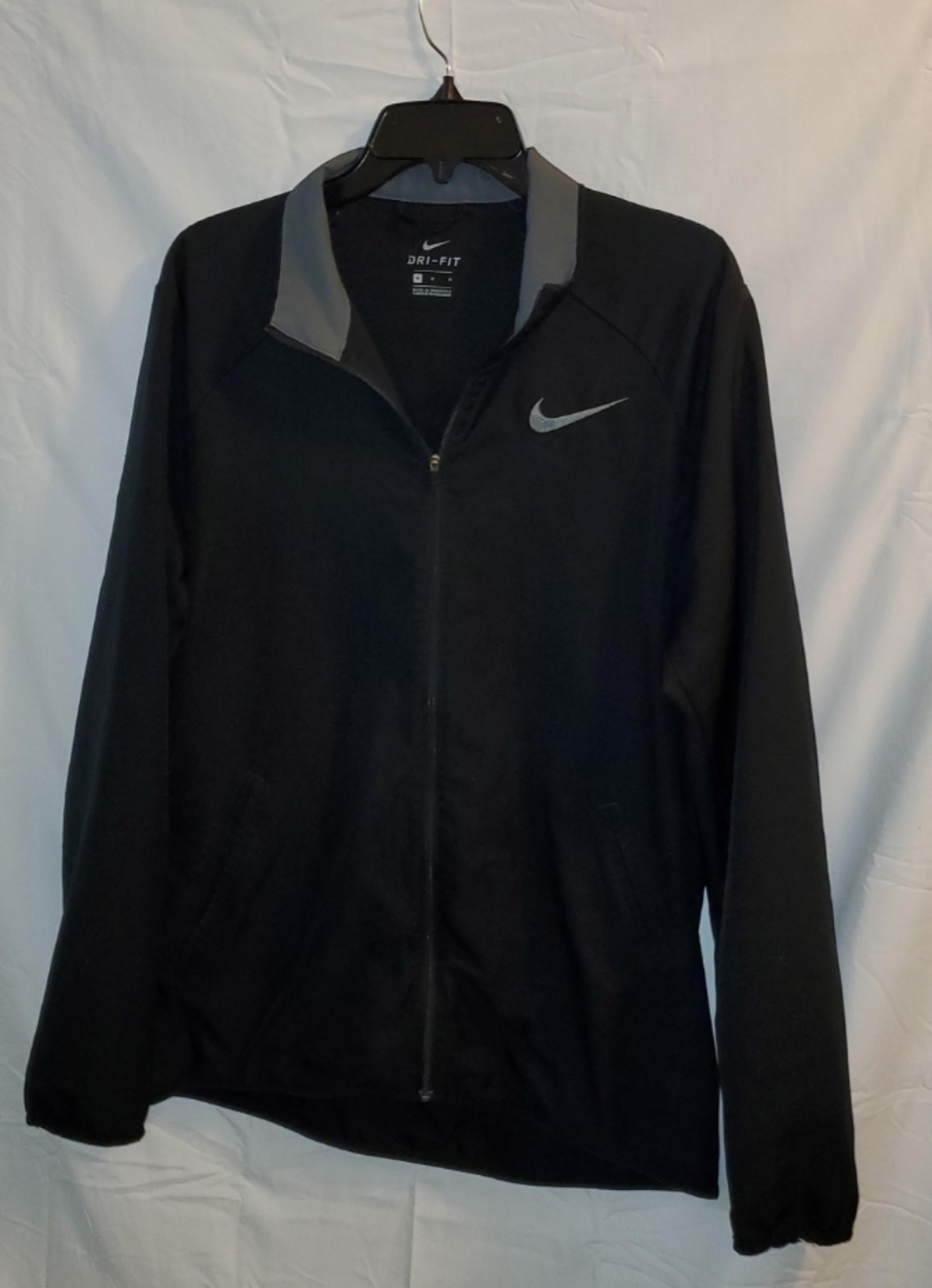 Nike Jacket Mens Medium Black Dri-Fit Full Zip Long Sleeve Activewear