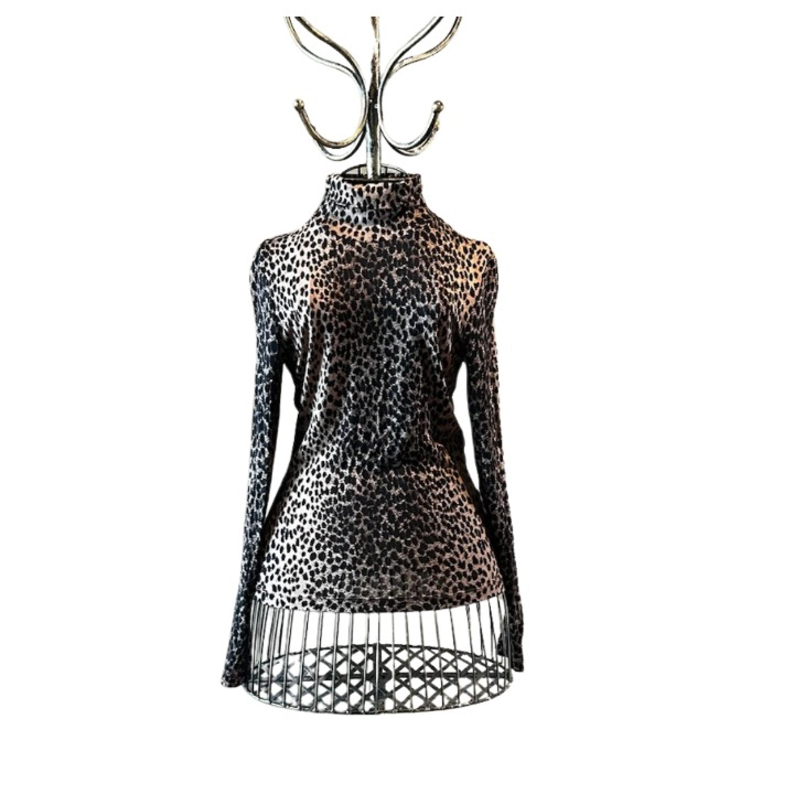 H&M Women's Brown Black Leopard Print Knit Stretch Turtleneck Cheetah, size XS