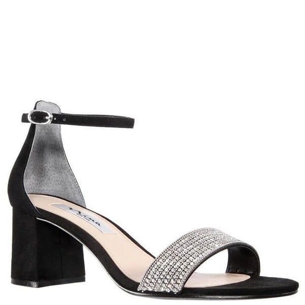 Nina Eloise Ankle Strap Sandal True Black Suede Womens Size 6
