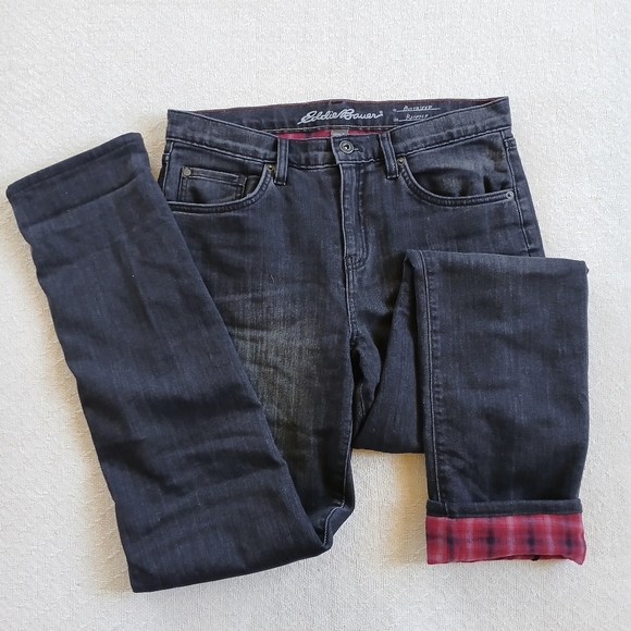 eddie bauer 6 flannel lined boyfriend jeans