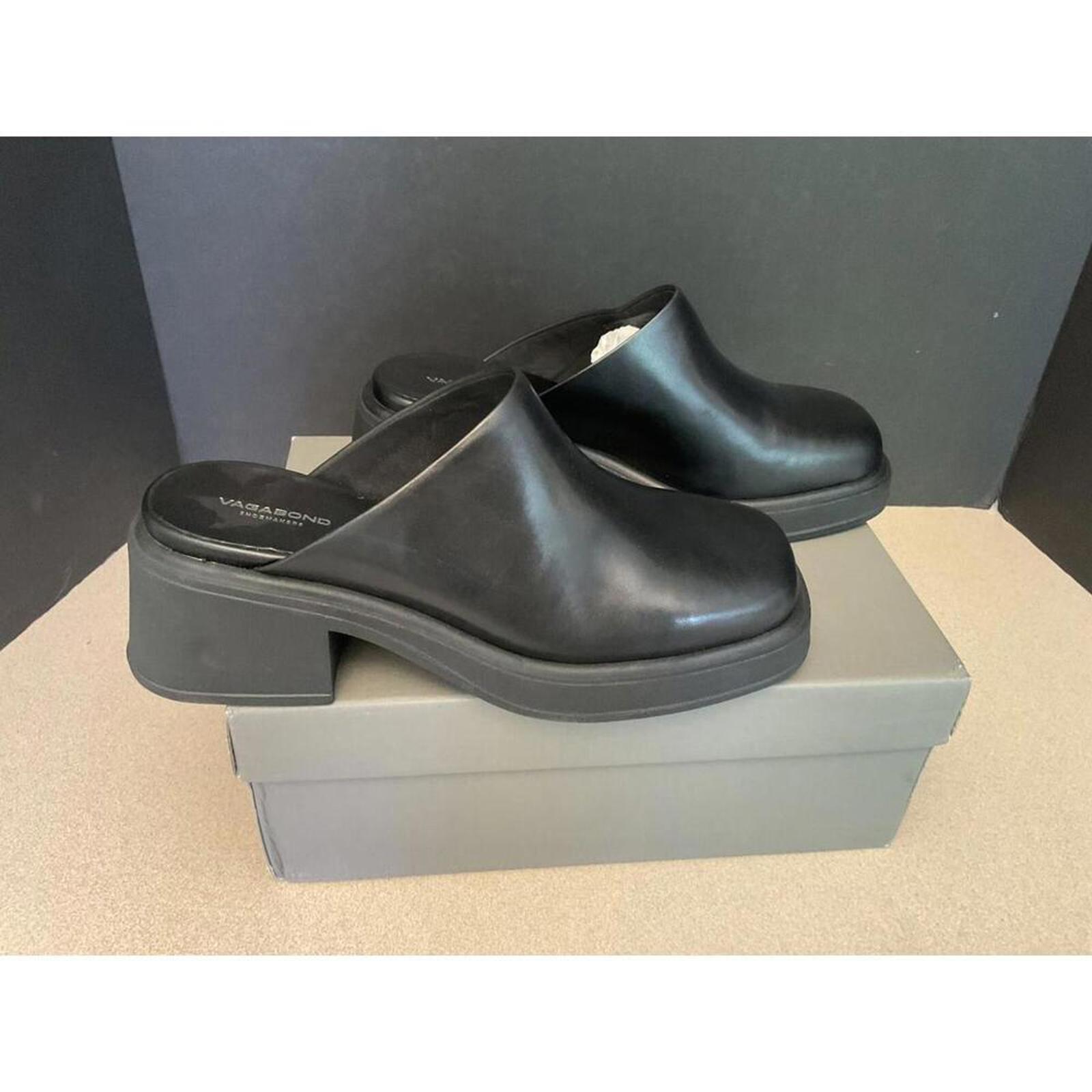 New! Womens Vagabond Shoemakers Black Dorah Leather Mules. Size EU 39-US 9.