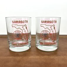 Set of 2, Sarasota Florida 1988 Fire Chiefs Association Conference Glass Cups
