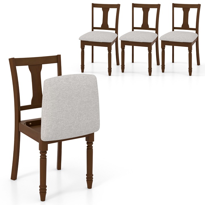 Wooden Dining Chair Set of 2 Upholstered Dining Chairs w/ Hidden Seat Storage