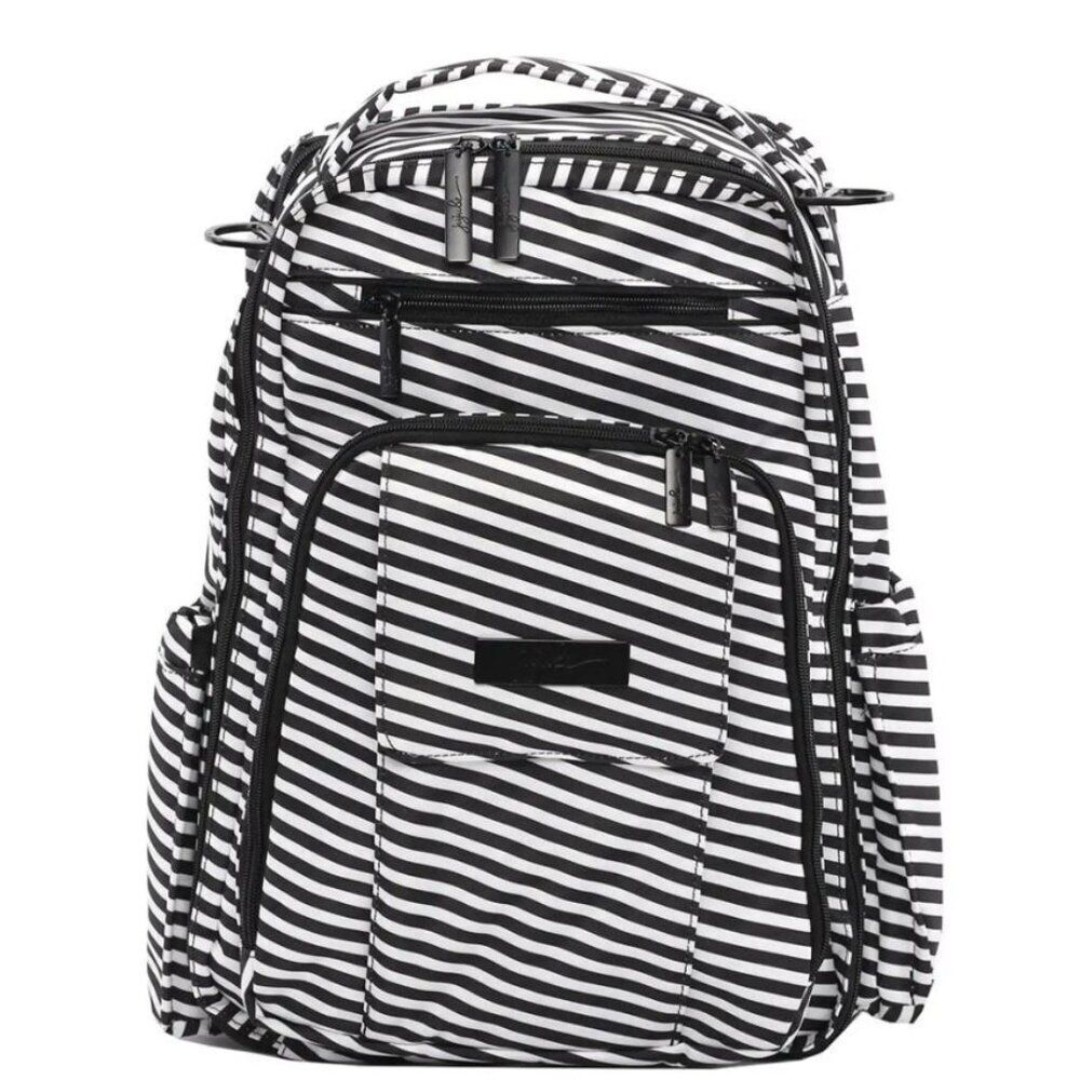 JuJuBe Black Magic BRB Backpack B&W Striped Black Beauty Lining Be Right Back