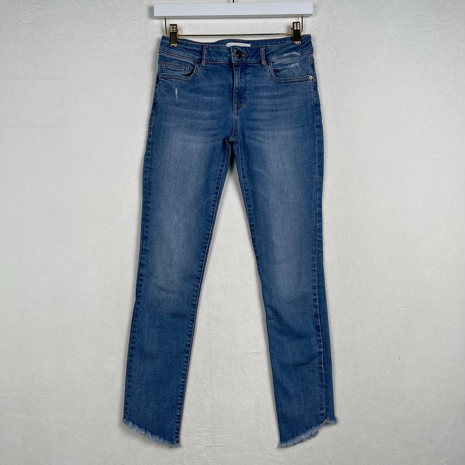 DL1961 Women's 25 Margaux Instasculpt Ankle Skinny Raw Hem Mid Rise w/ Stretch