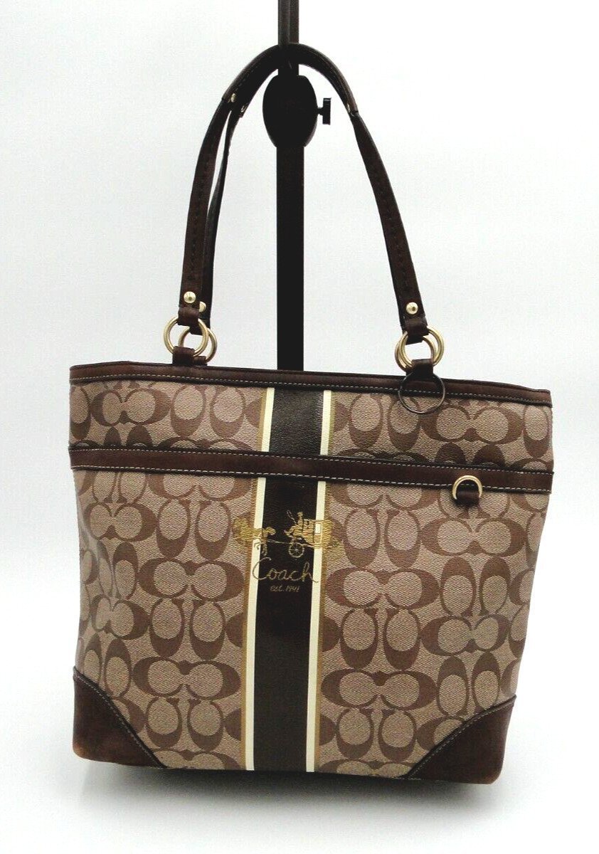 Coach Handbag Purse Used Leather Trim Nice Coach logo