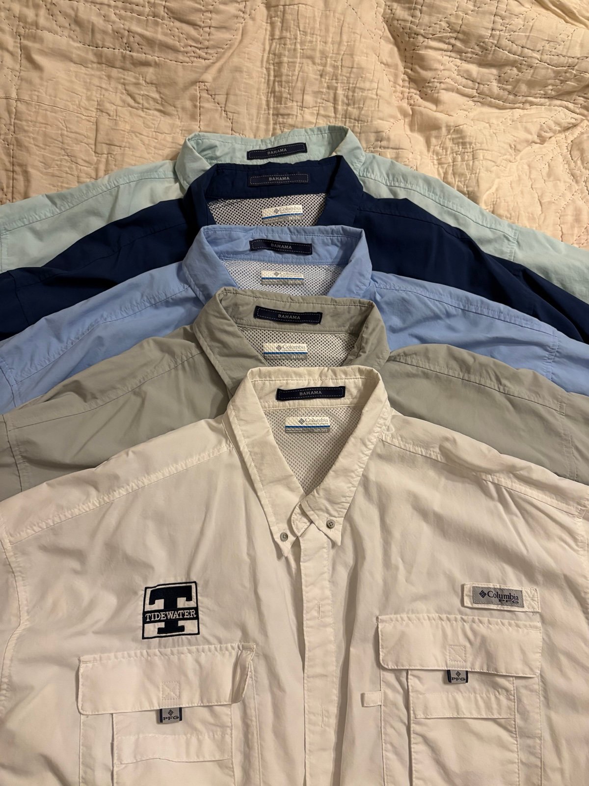 Columbia BAHAMA lot of 5 long sleeve button up fishing utility 3XT XXXT Tall