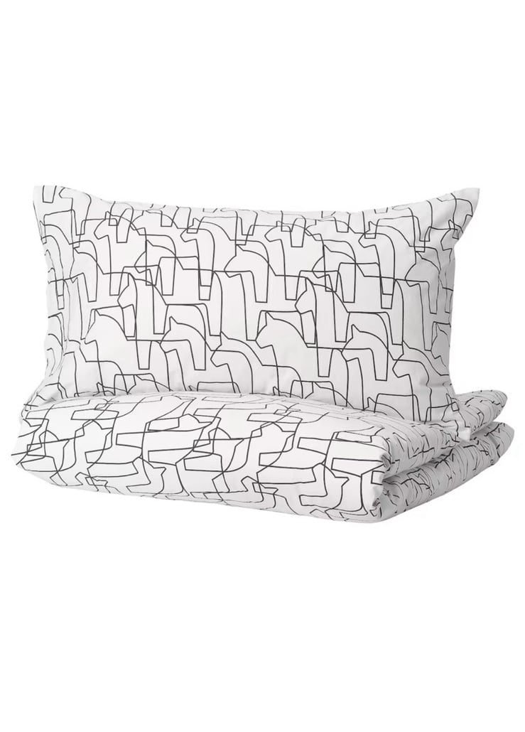 IKEA HÄSTHAGE Cotton, Duvet cover and pillowcase(s), white/black, King NEW