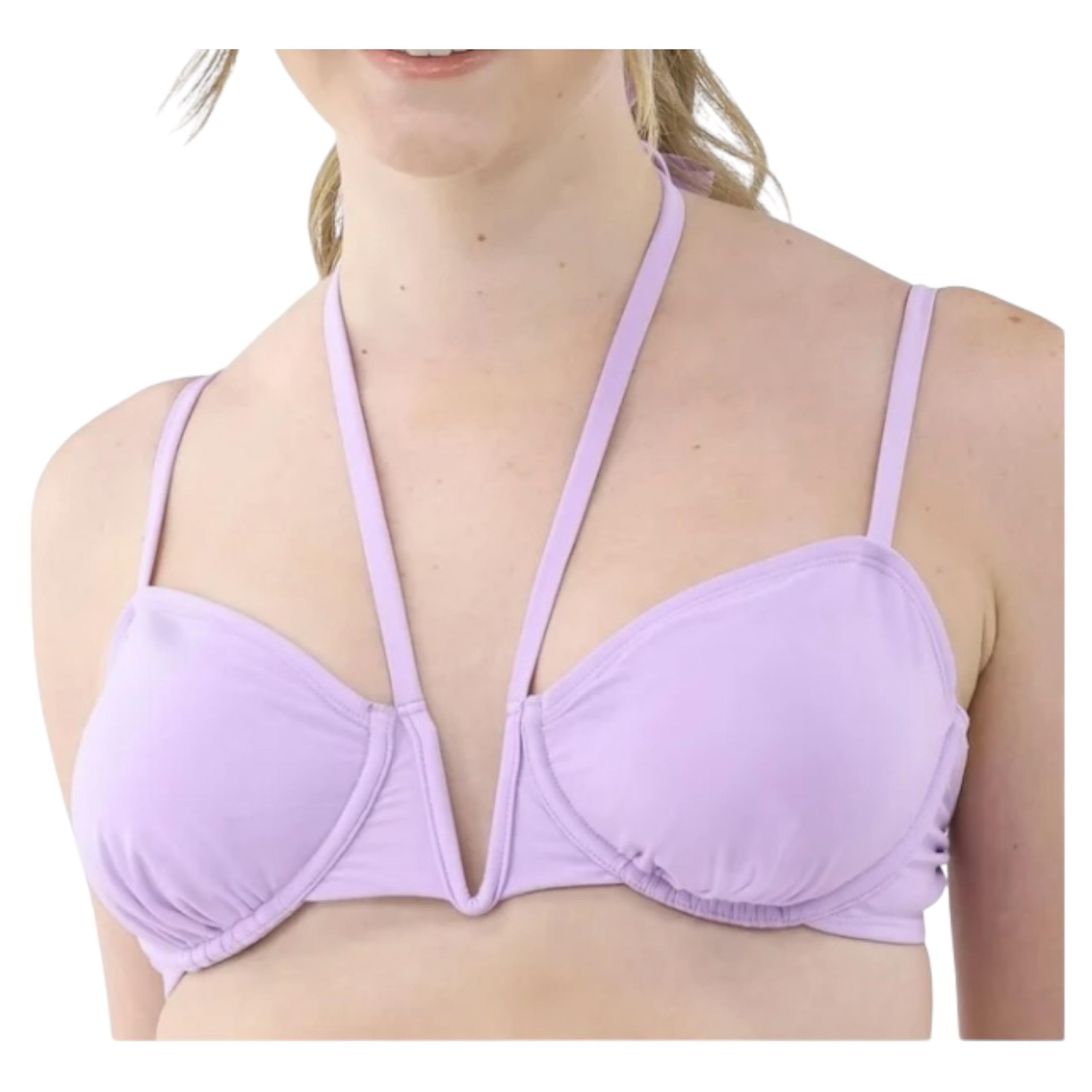 No Boundaries Lavender V-Wire Multi-Wear Swim Bikini Top, Women's Size (8-10)