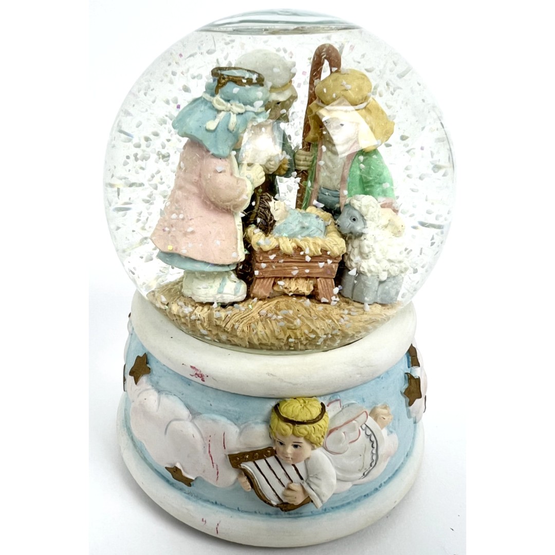 Vintage 1995 The SanFrancisco Music Box Company Nativity Scene Song Snow Globe