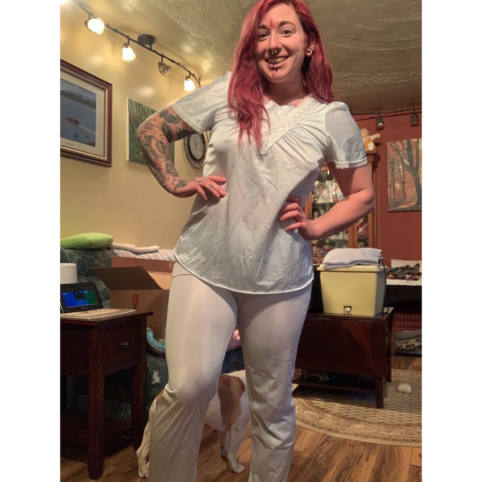 VTG 1980s Miss Diva nylon pj set