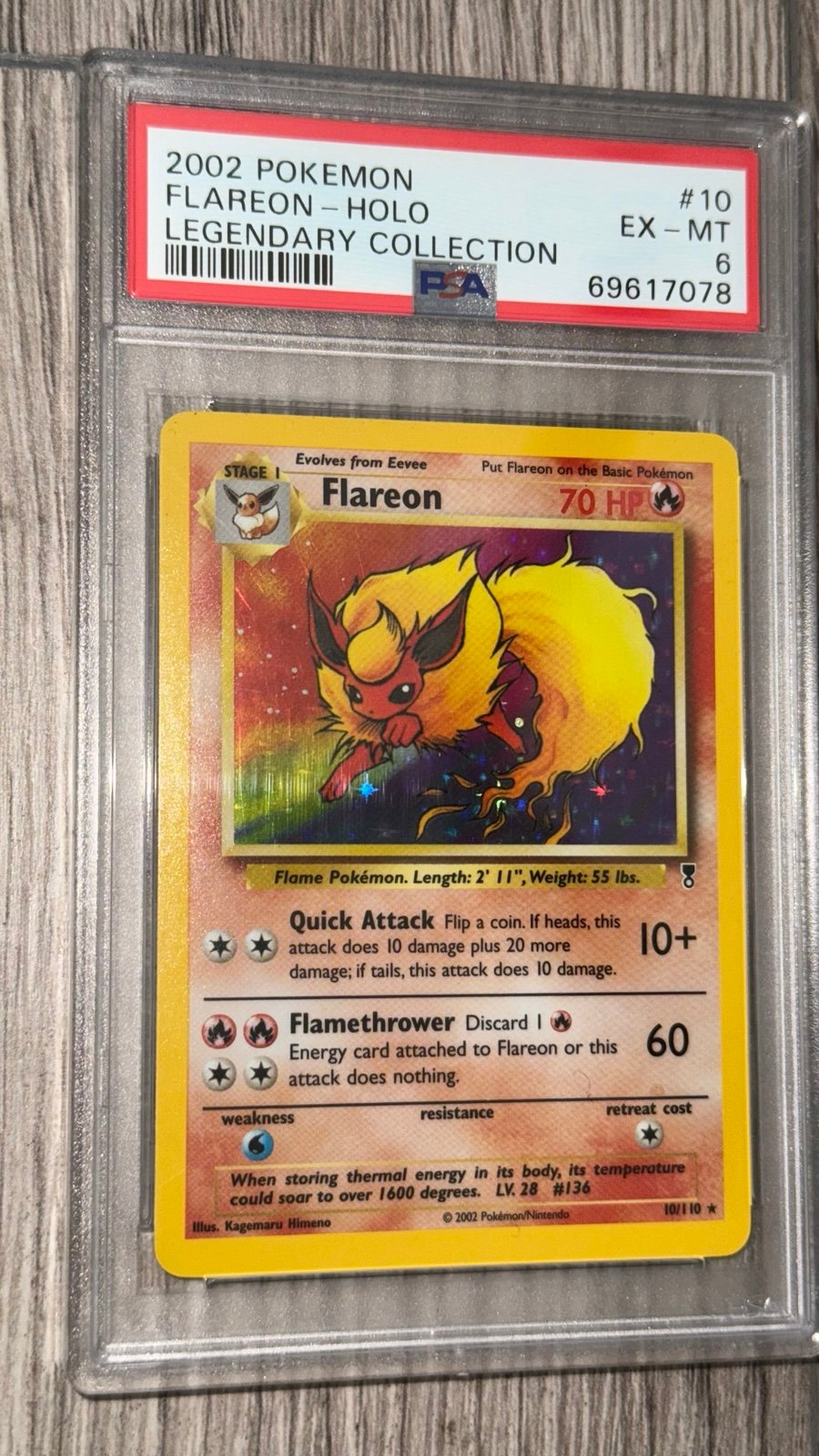 2002 Pokémon Flareon Legendary Holo PSA 6