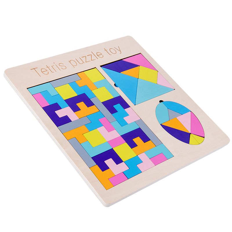 Tetris blocks combined with children's jigsaw puzzle