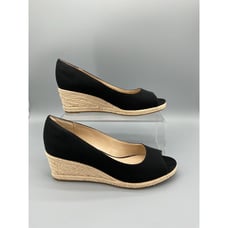 NEW Bandolino Women’s Nuri Peep Toe Espadrille Wedge Sandals Black Size 9.5M