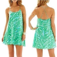 Lilly Pulitzer maisy green print silk mini slip sundress size small