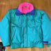 CB Sports Jacket Full Zip Ski Teal Green Hot Pink Coat w Liner warm MEDIUM M vtg
