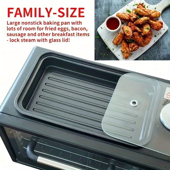 Three In One Breakfast Machine Station Toaster Oven, Dual Use For Baking Bread
