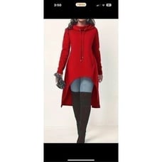 Red High-low casual hoodie, long sleeve drawstring sweatshirt, size Lg/XL (14) b