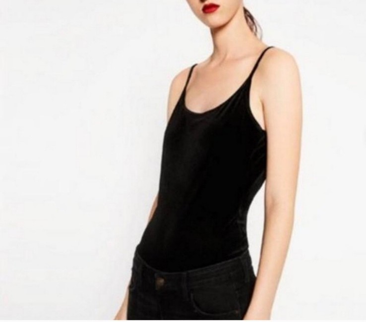 Zara black velvet mesh cami sleeveless bodysuit