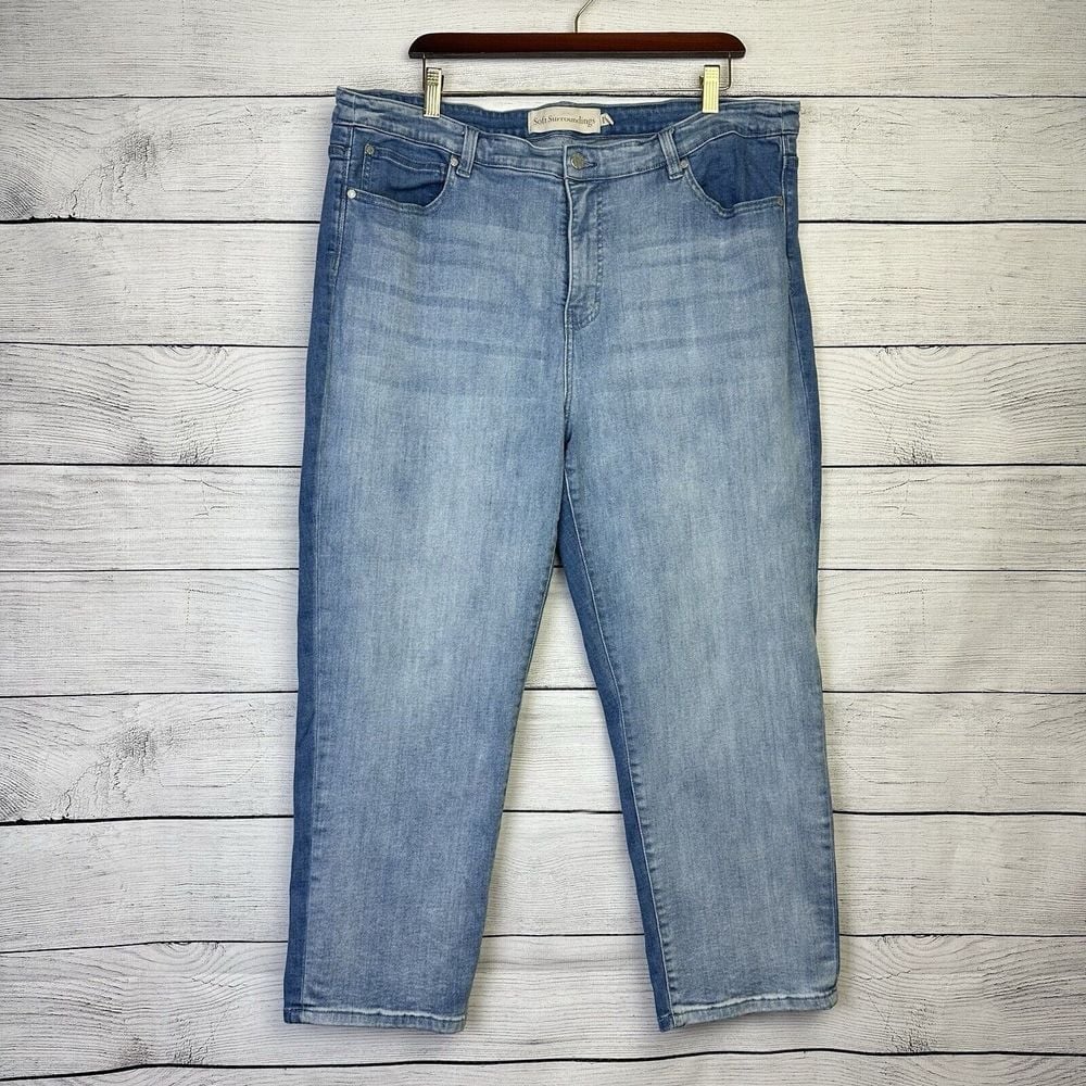 Soft Surroundings Jeans Womens 20W Blue Ultimate Straight Cropped Stretch Casual