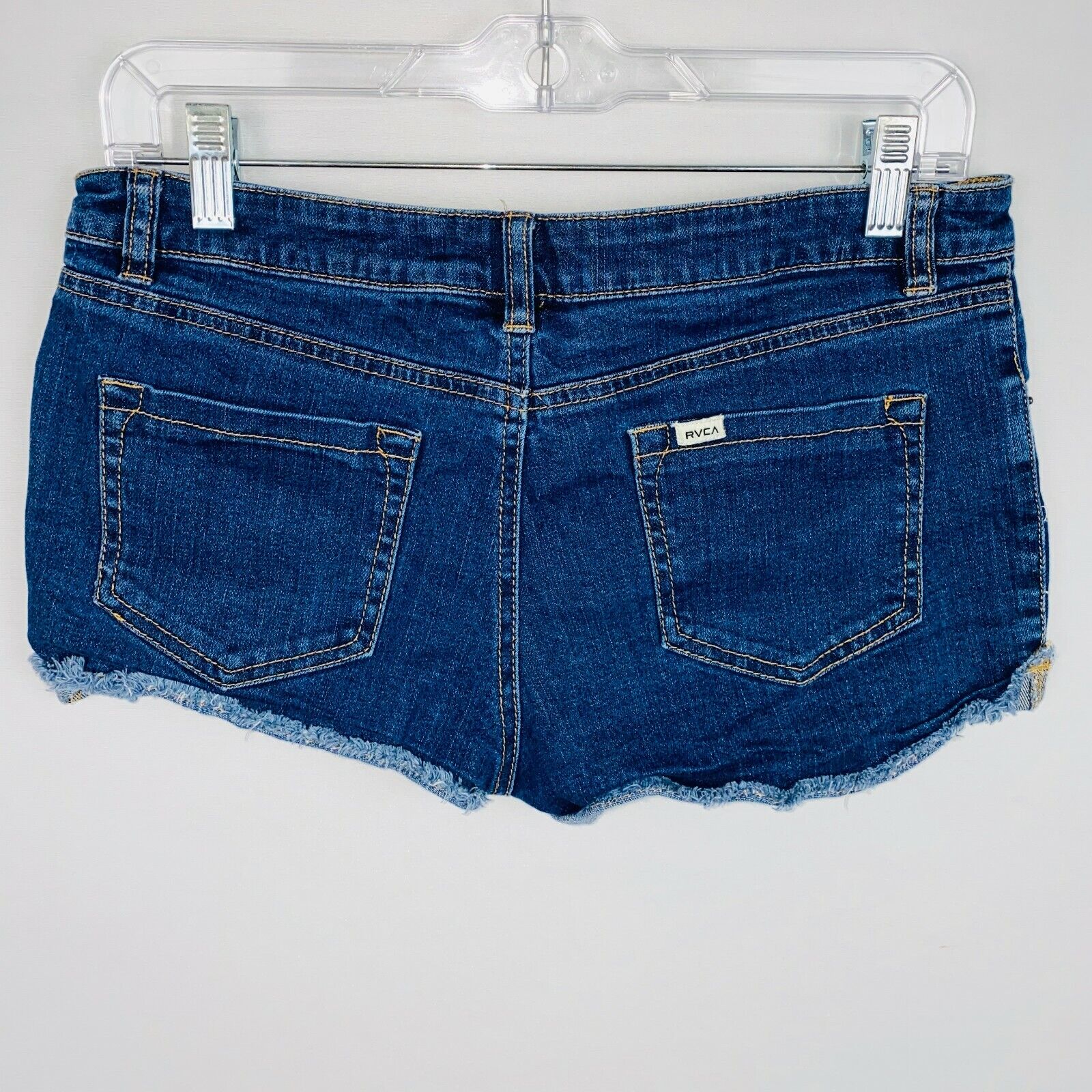 RVCA Womens 29 Medium Wash Low Rise Cuffed Jean Shorts