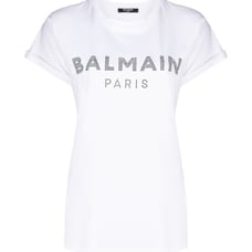 Balmain Rhinestone-Embellished Logo Cotton T-Shirt