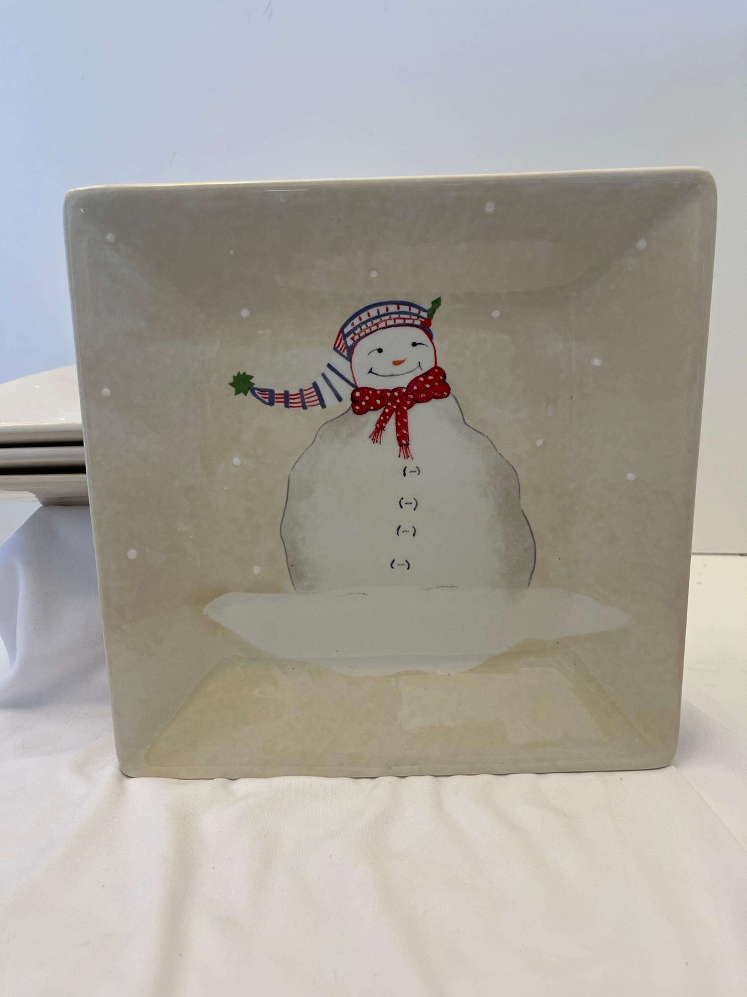 Sakura Snowmates Cream 4 Square Dinner Plates Square 10” - Oneida