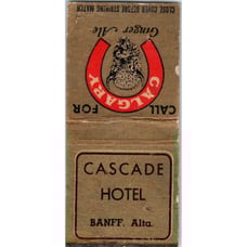 Cascade Hotel Banff Alberta Calgary Ginger Ale Vintage Matchbook SF4-Y1