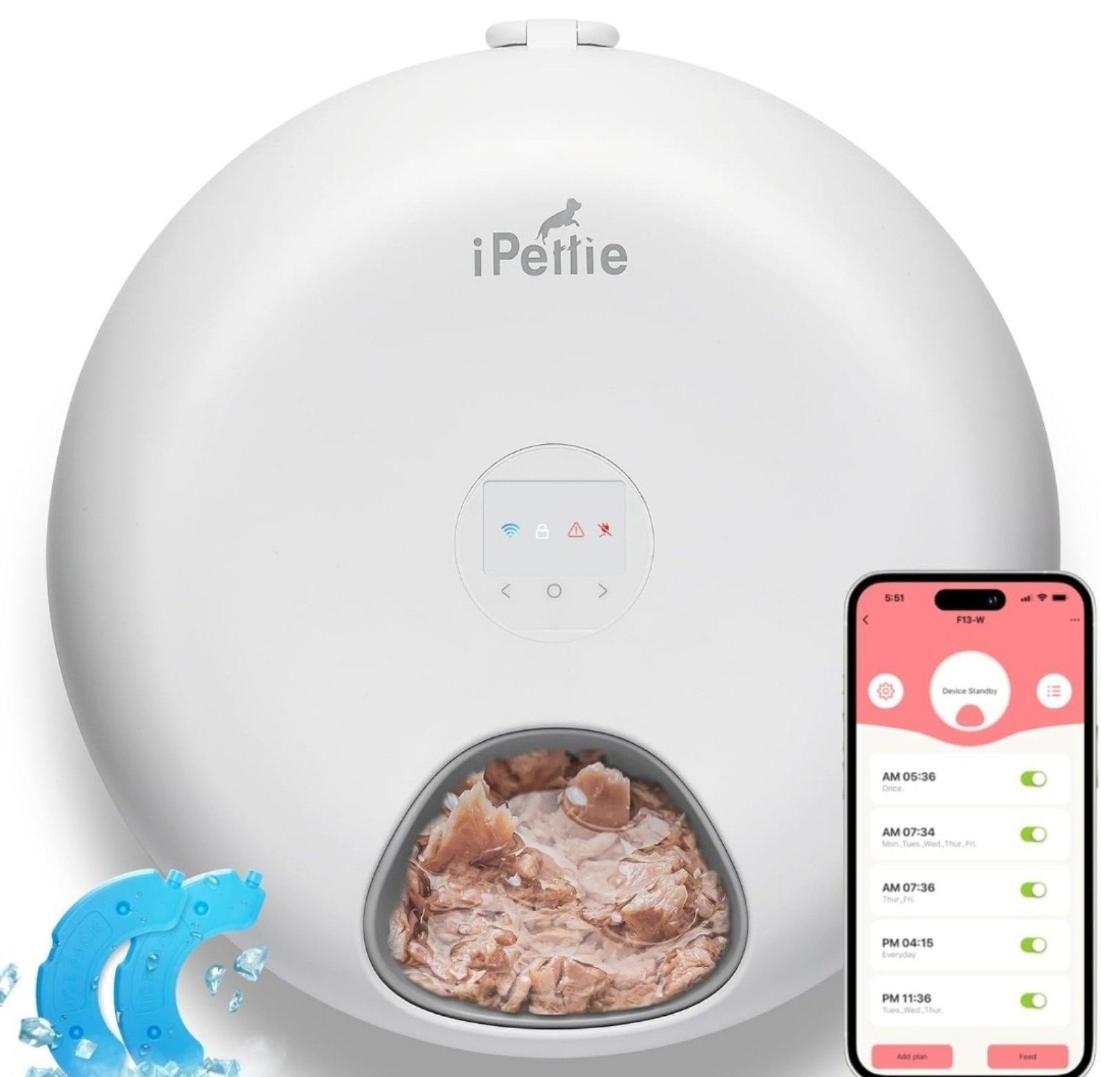 iPettie Donuts Frost - Automatic cat food dispenser with application control, au