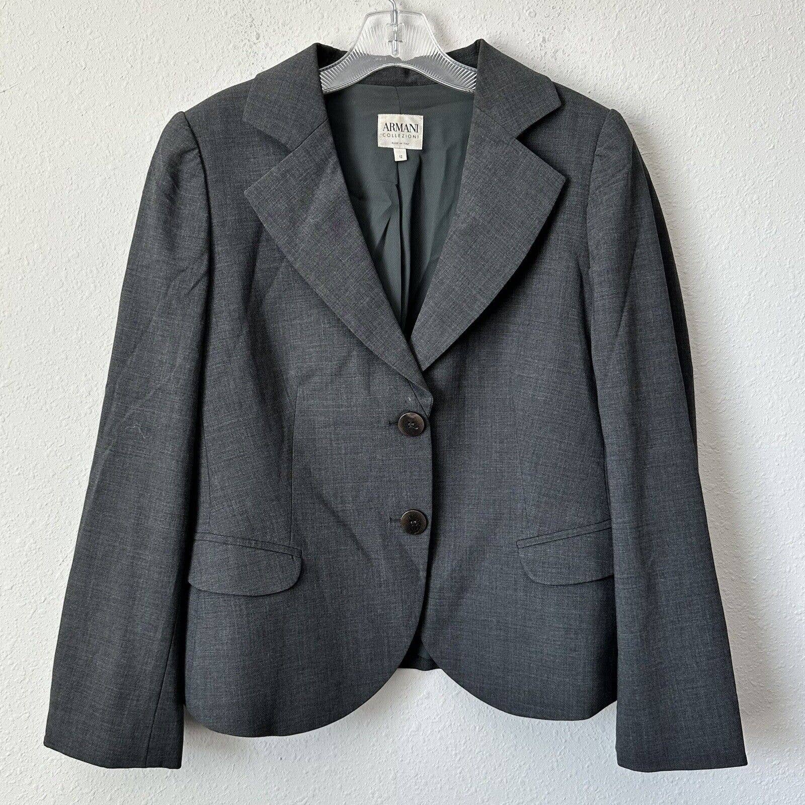 Armani Collazioni Gray Wool Two Button Blazer Sz 12