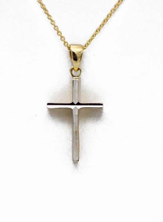 10k Two Toned Ornate Cross Pendant