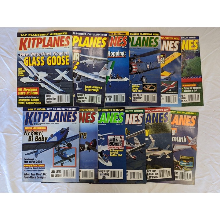 2000 Vintage KitPlanes Magazine Lot (12) Full Year