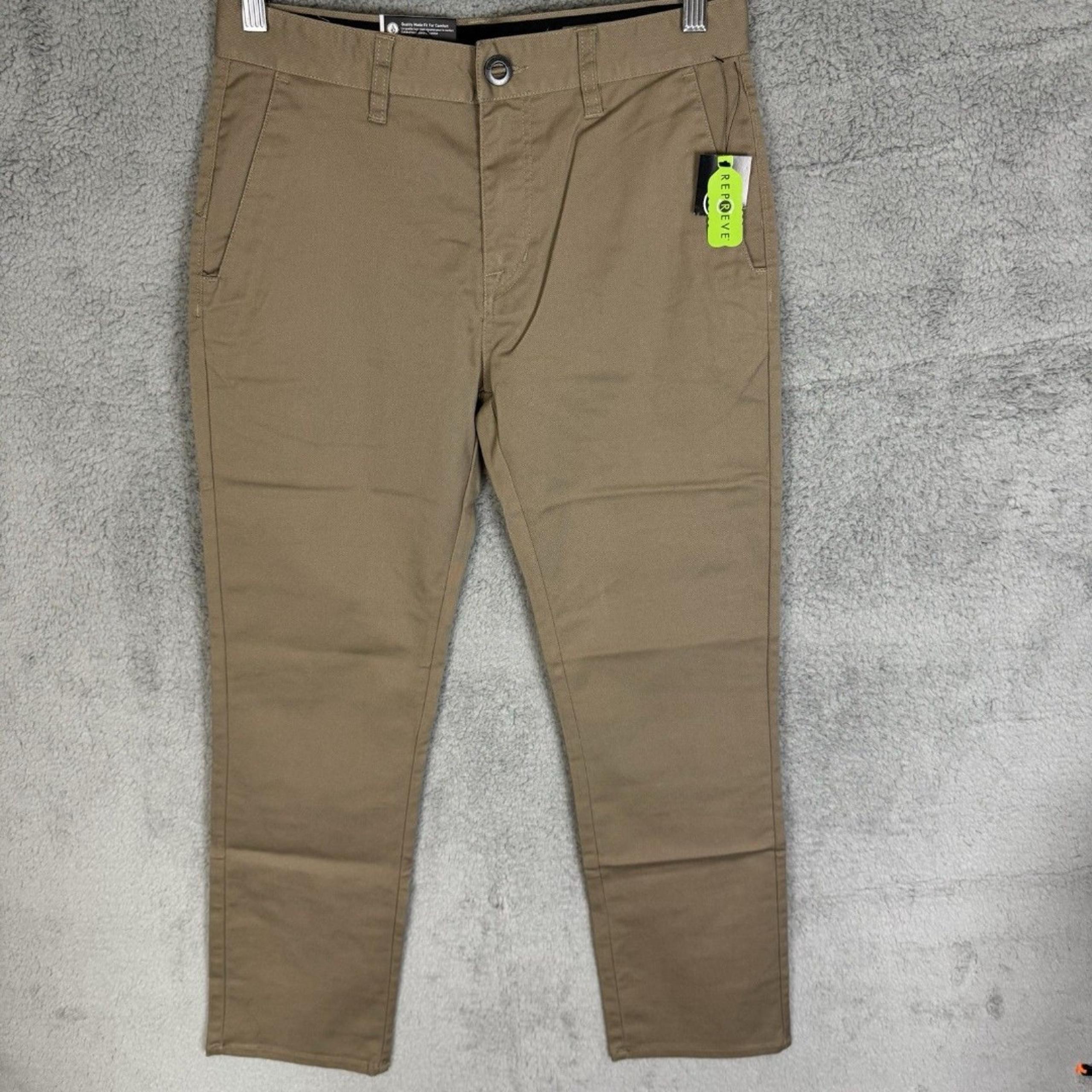 Volcom Pants Mens 29x28 Khaki Frickin Chino Modern Straight Skate Surf NEW