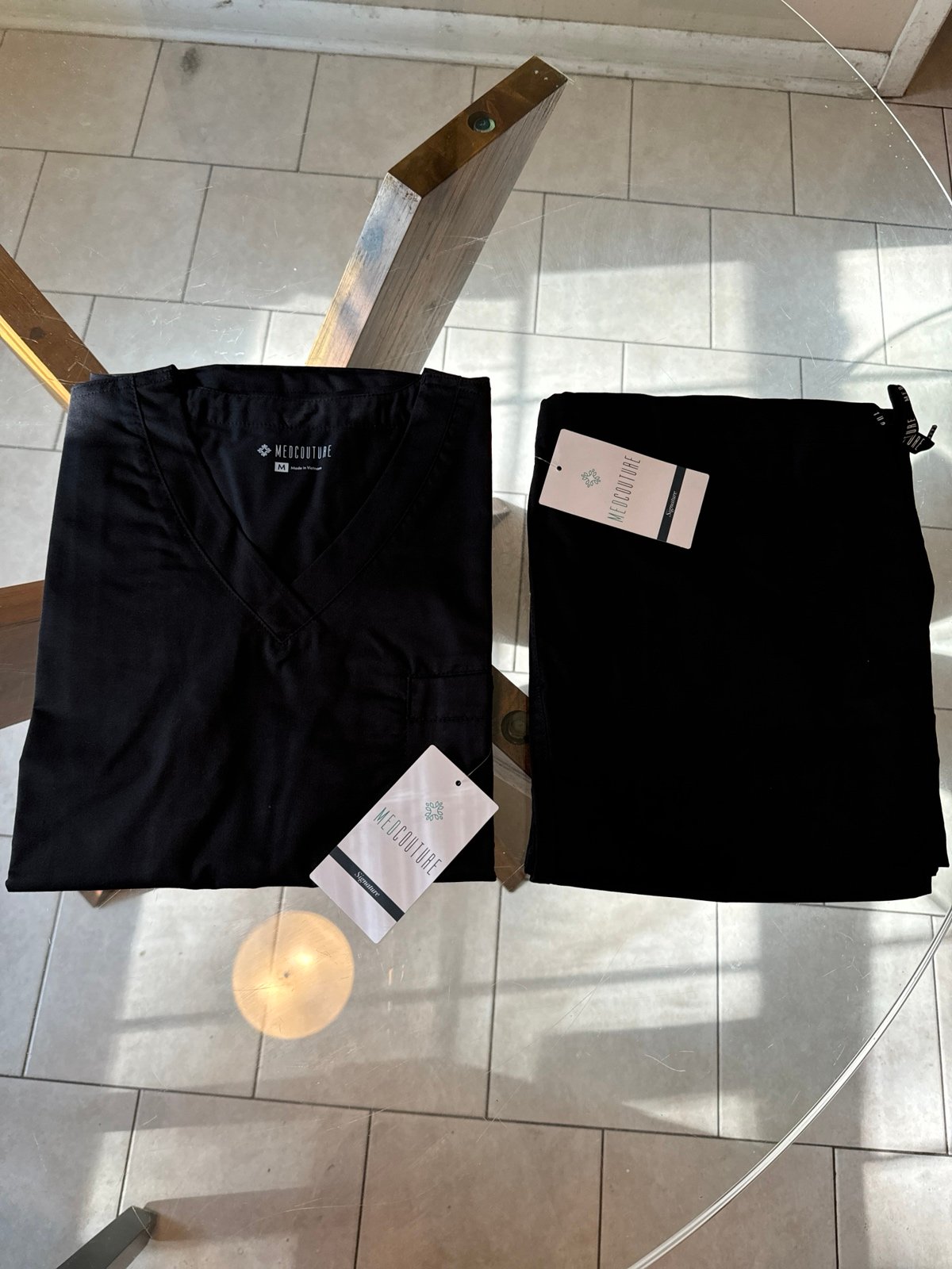 Size medium black med couture scrub set