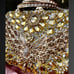 Multifaceted Gold Crystal/Rhinestone Evening Bag-Handles/Removable Chain Strap