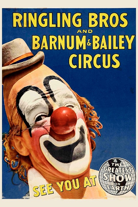 Circus Clown Poster Ringling Brothers & Barnum & Bailey, Early 1940 24x36