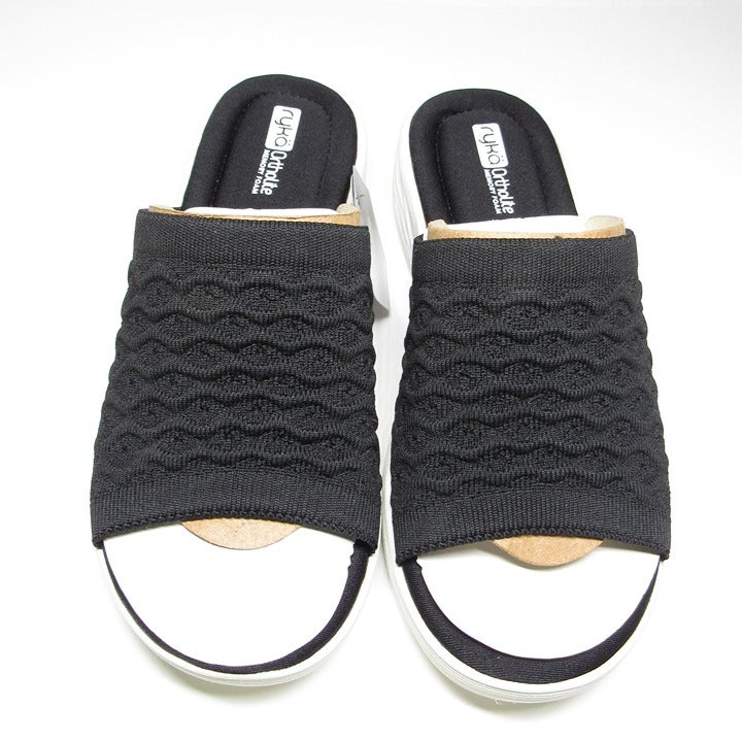 Ryka Stretch Knit Slide Demi-Wedges Nanette Black 6.5 WIDE New