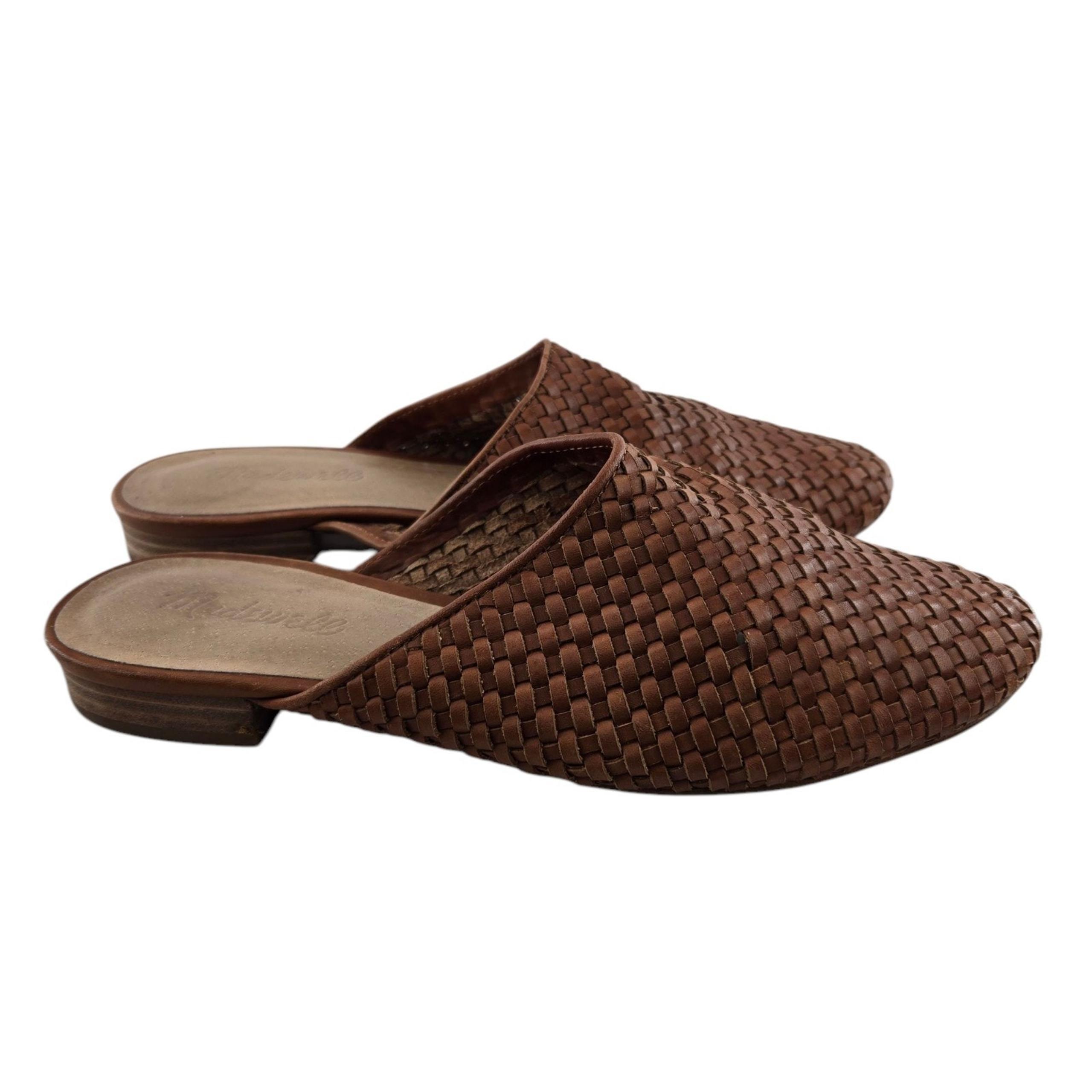 Madewell The Cassidy Woven Mules Womens 7.5 Brown Leather Bohemian Boho Casual