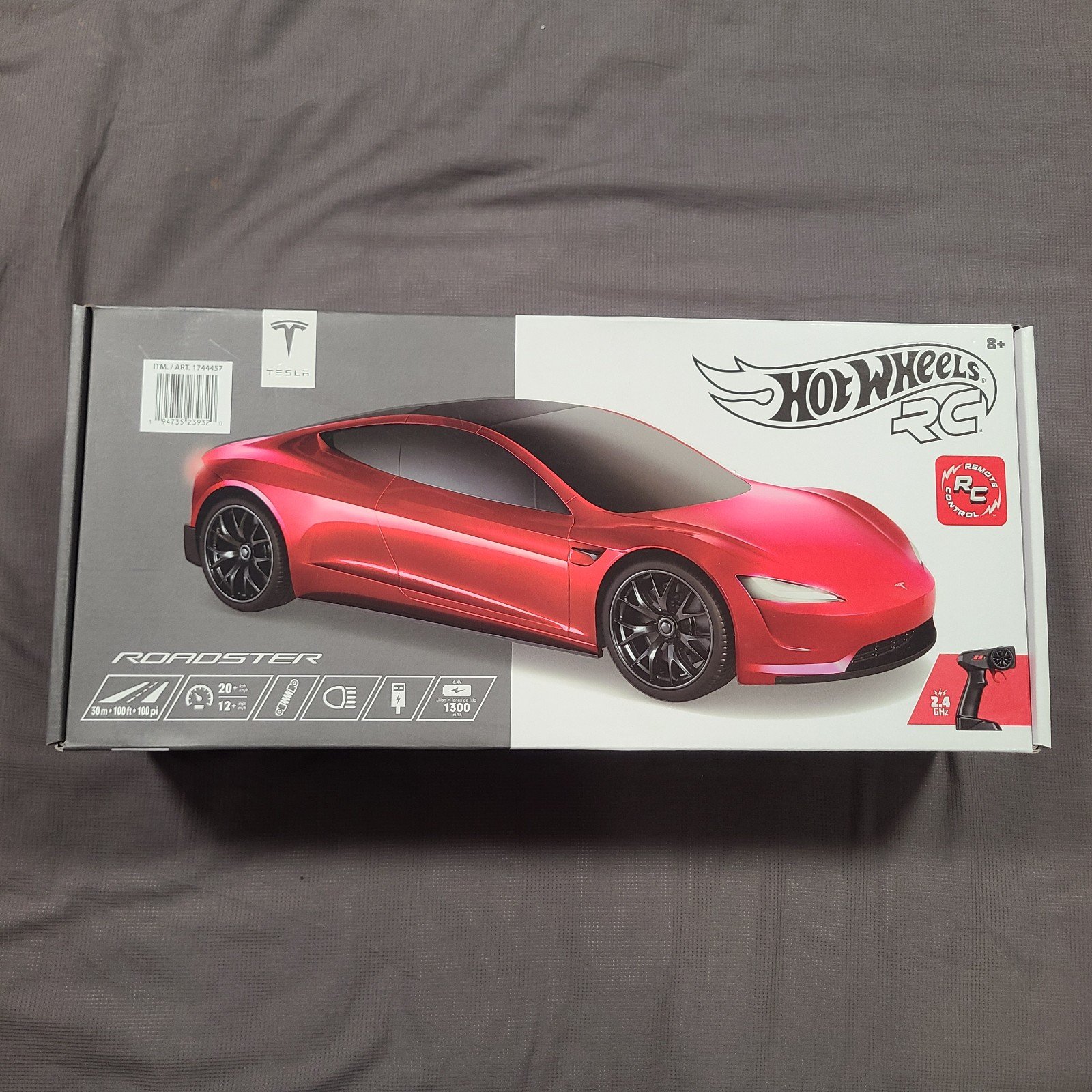 NEW Tesla Roadster Remote Control Hot Wheels RC Car 1:10 Scale RED COLOR