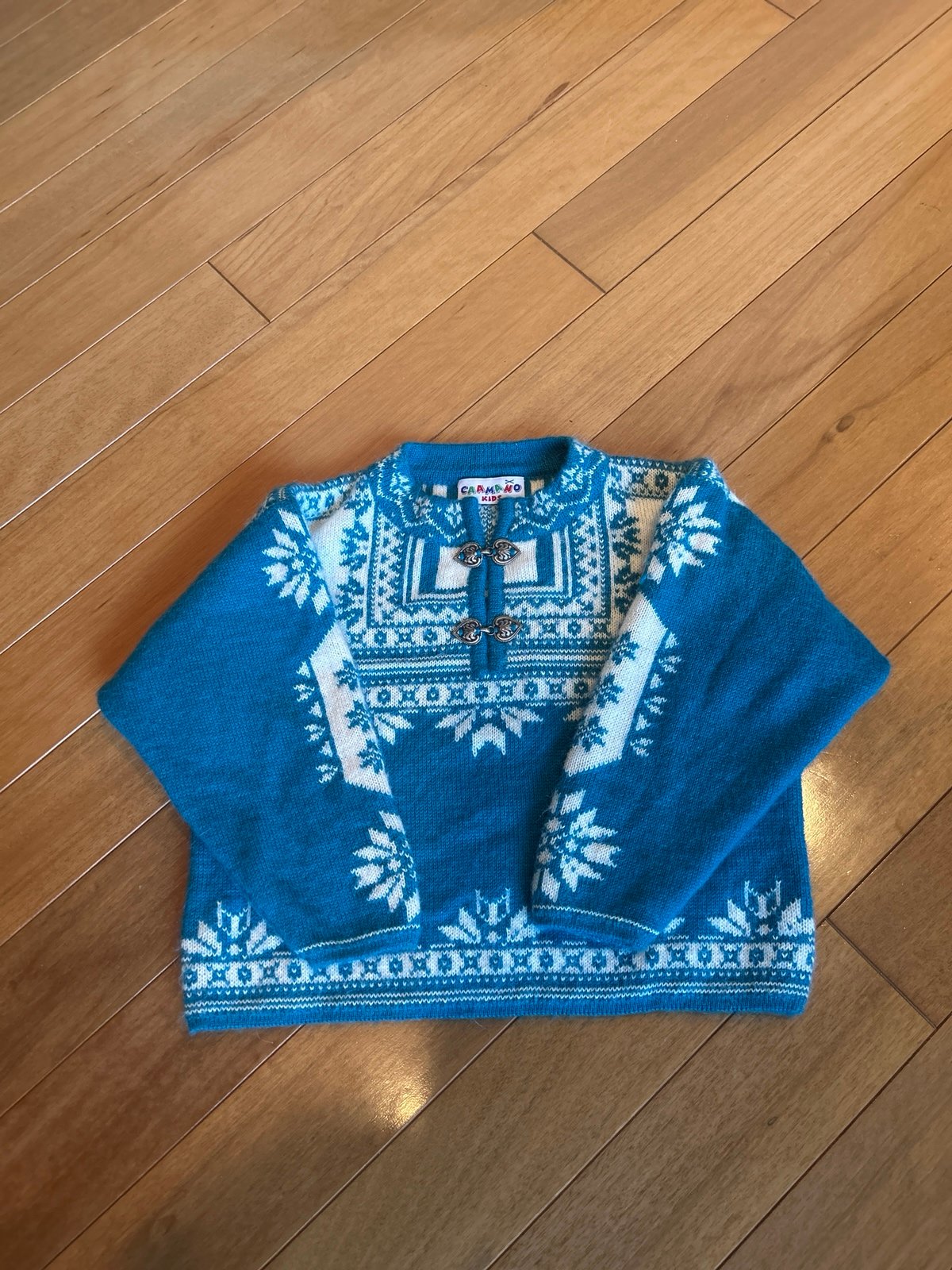 Vintage Caamano Peruvian 100% Alpaca Turquoise Sweater - Kids Size 5/6