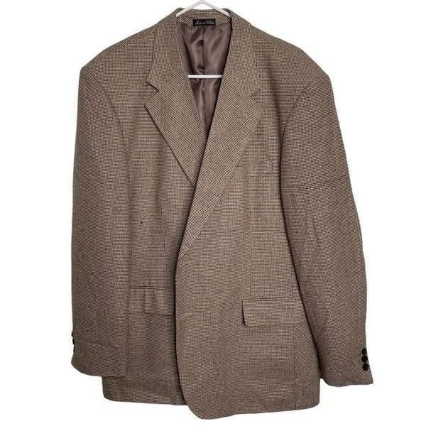Enrico Gelini Collezione Mens Sportcoat 42R 100% Silk Single Lapel Tan Black