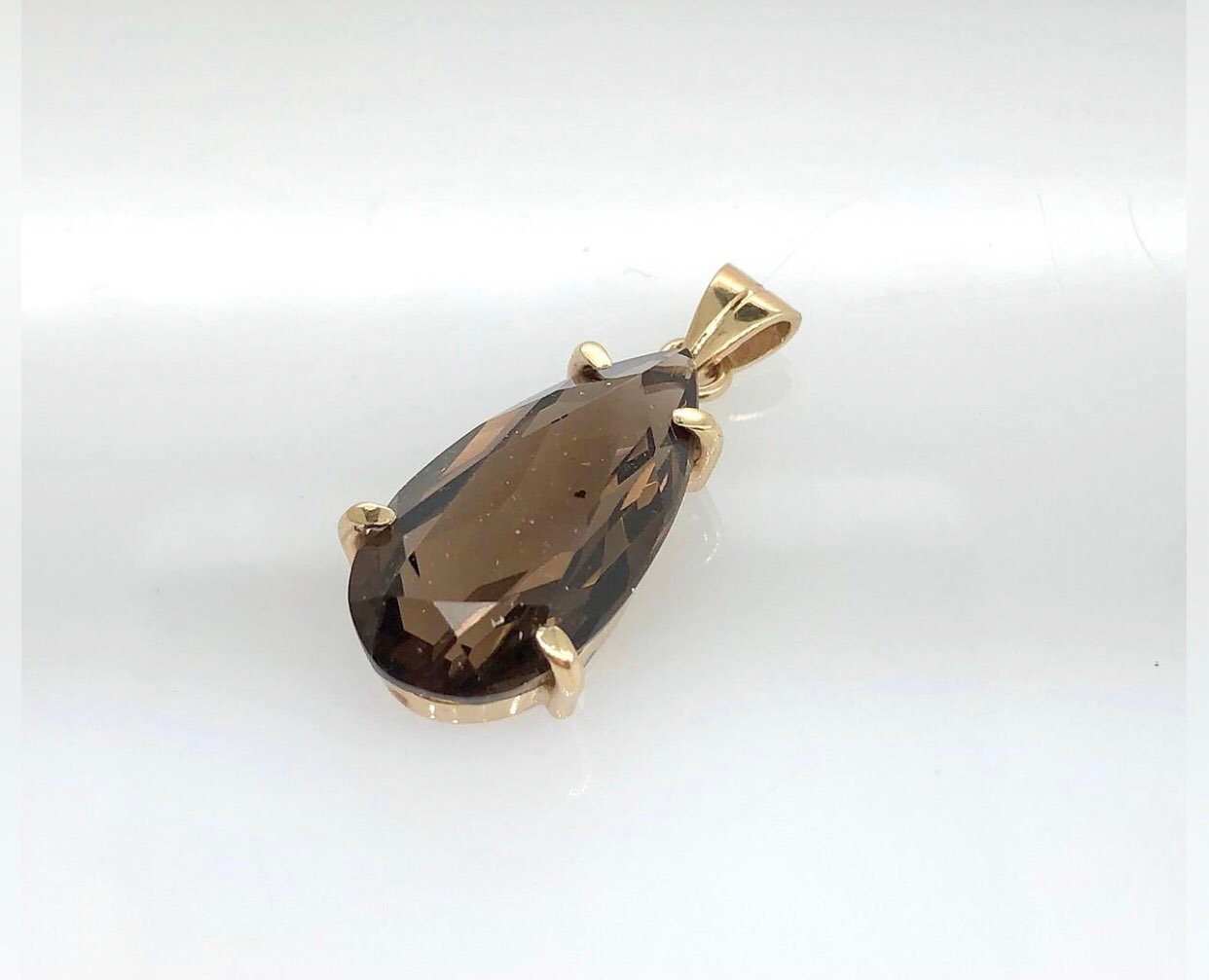 smoky quartz pendant gold 14k necklace