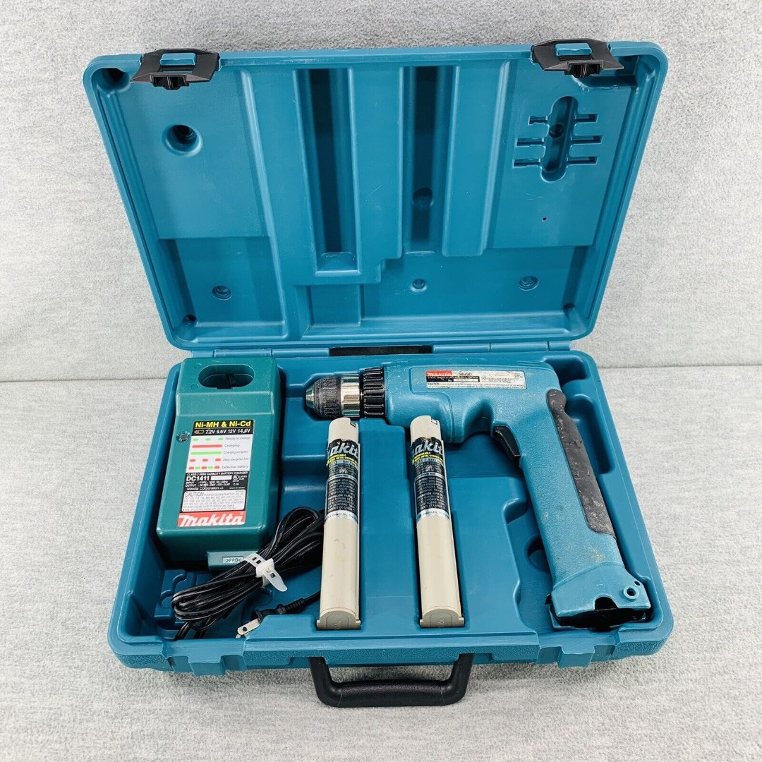 MAKITA 6095D - Cordless Steel 3/8'' 9.6v W/ 2 Batteries, Charger & Case TESTED