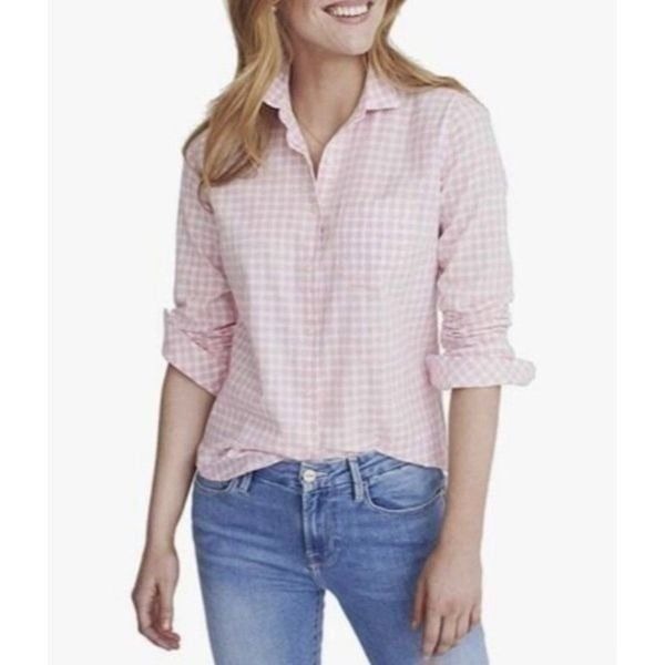 Untuckit Carina Pink Gingham Check Button Front Top Size 6